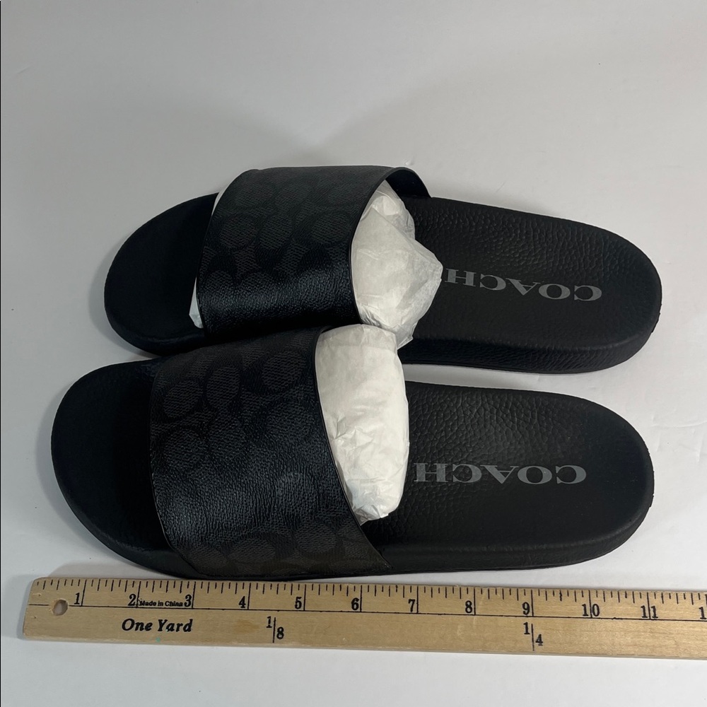 Coach Elegant Black Udele Signature Logo Slide Sandals women’s size 11 - Picture 10 of 11